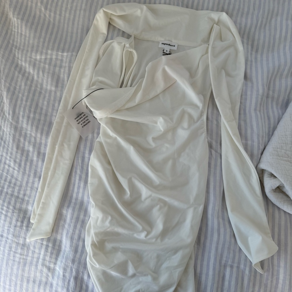 Revolve White Neck Scarf Top